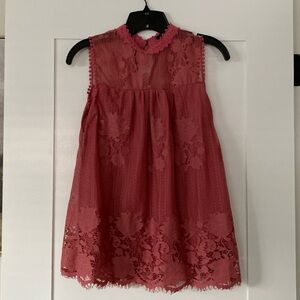 Rose Pink Lace Tank - Size Small